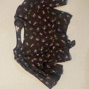 Sim & Sam dark grey floral open back crop top
